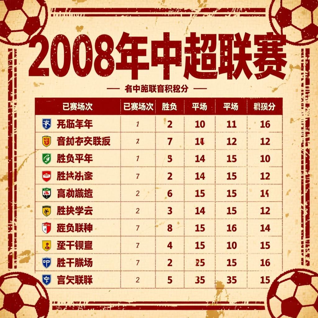 2008中超积分榜：武汉退赛下的混乱赛季与山东鲁能的非常规夺冠