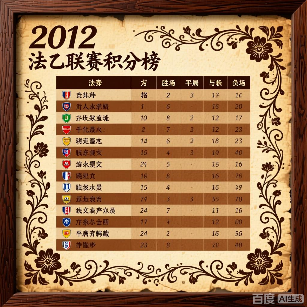 2012年法乙联赛积分榜回顾:巴斯蒂亚强势领跑,兰斯与特鲁瓦紧追不舍